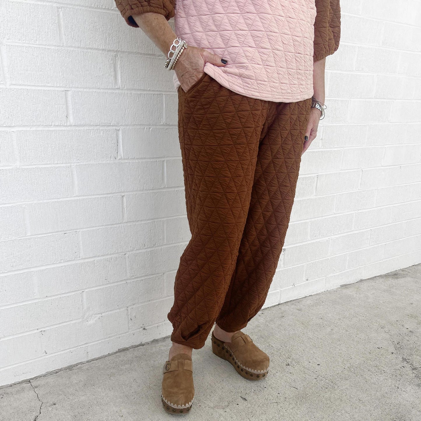 Quilted Tucked Pants