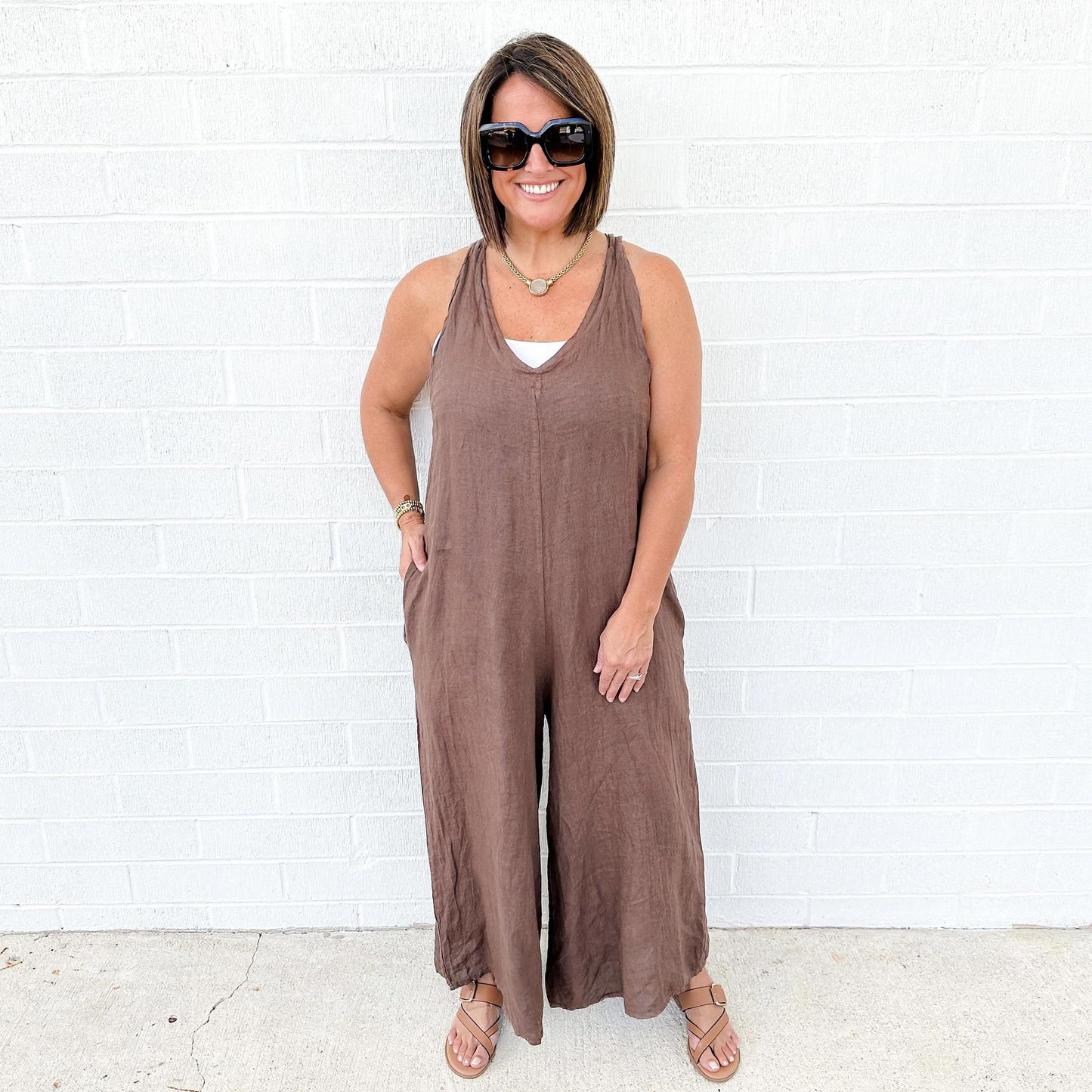 Linen Overalls Blue