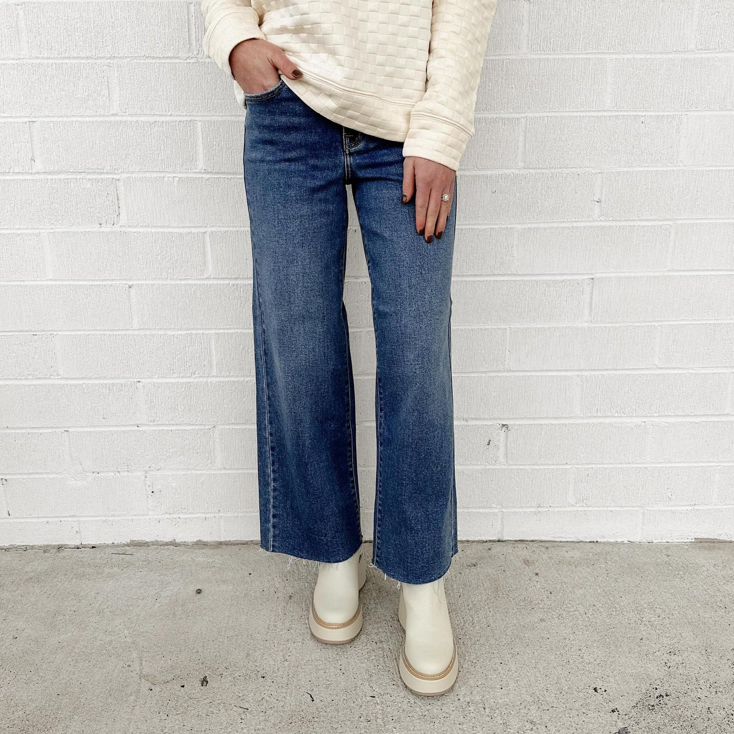 Nori Wide Leg Crop Denim