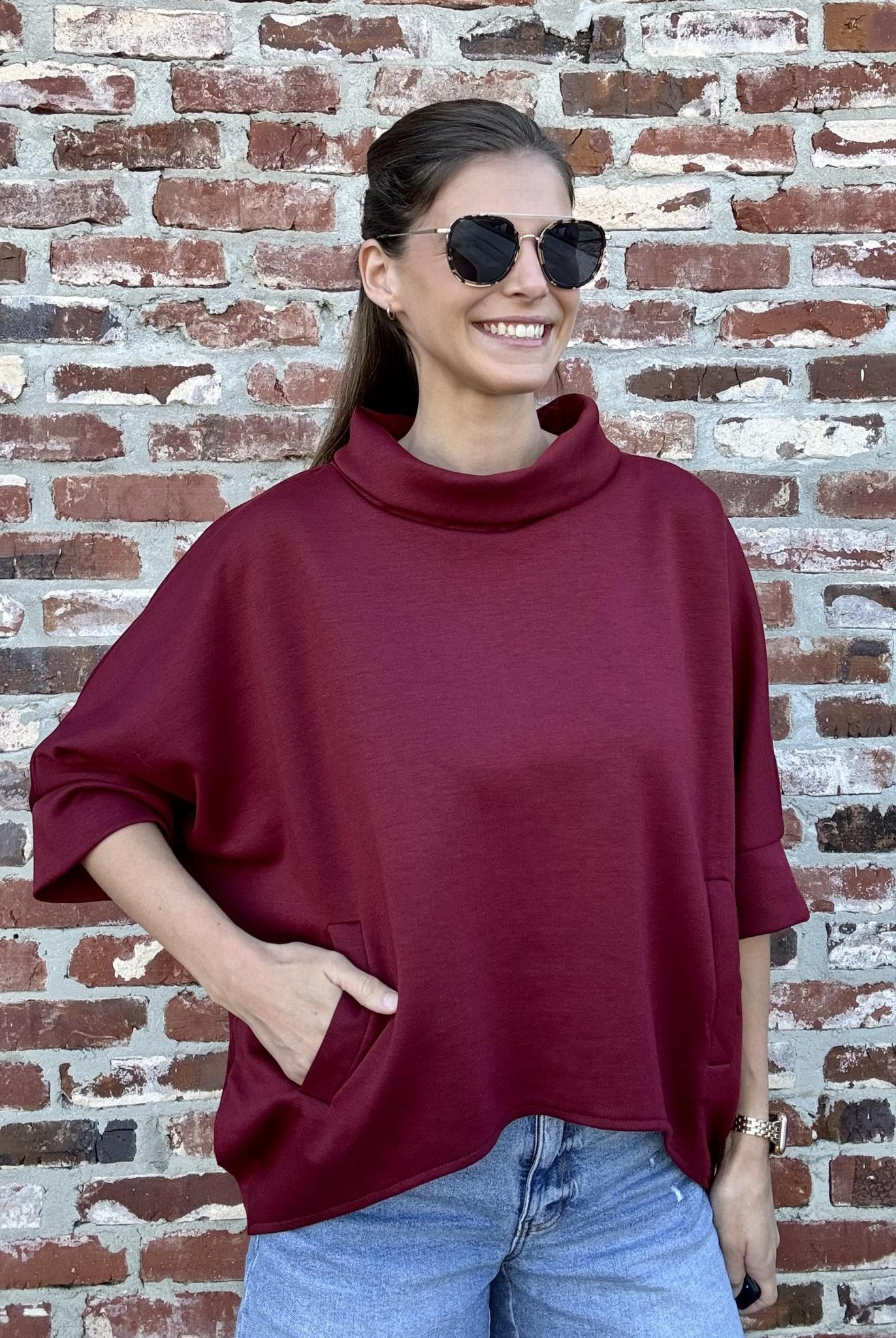 One Size Pocket Pullover-Berry