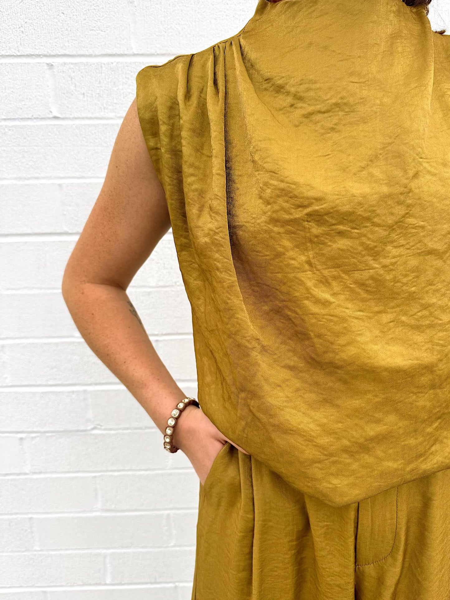 Mock Neck Bubble Top- Mustard