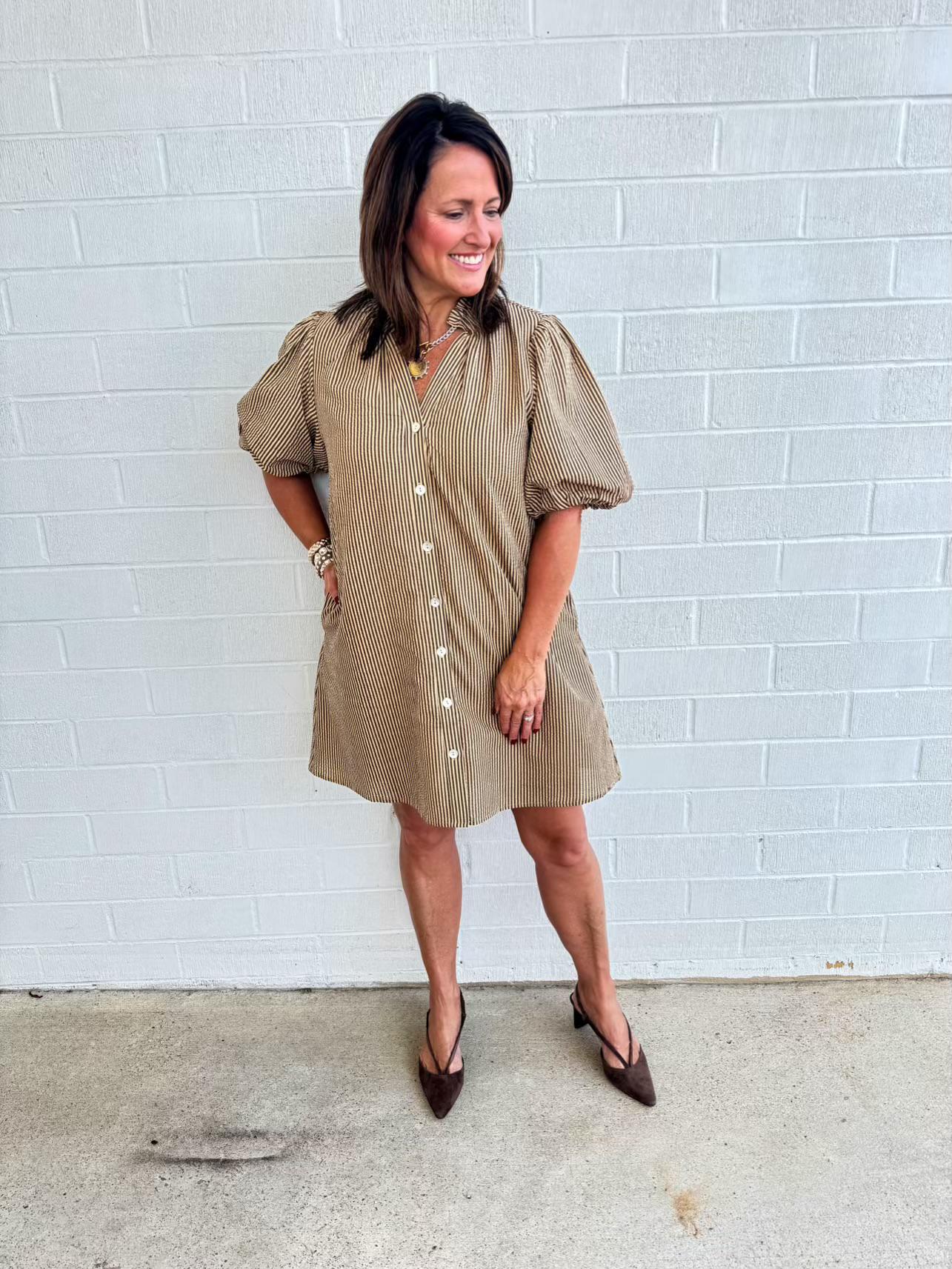 Striped Button Up Dress