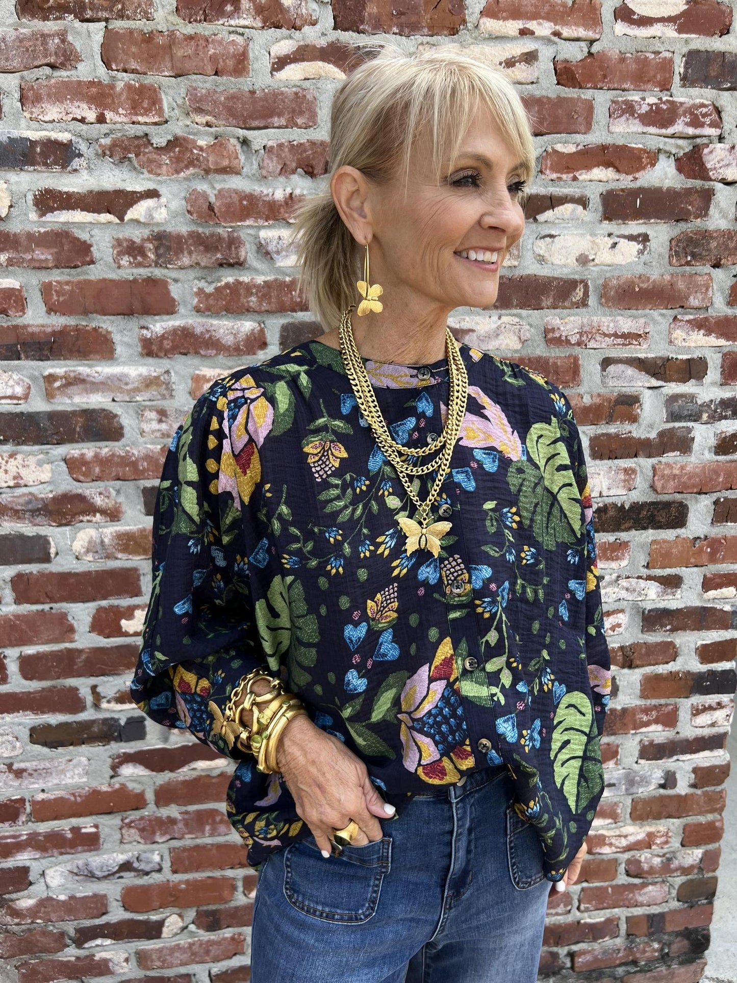 Dolman Sleeve Wide Blouse- Night Fall