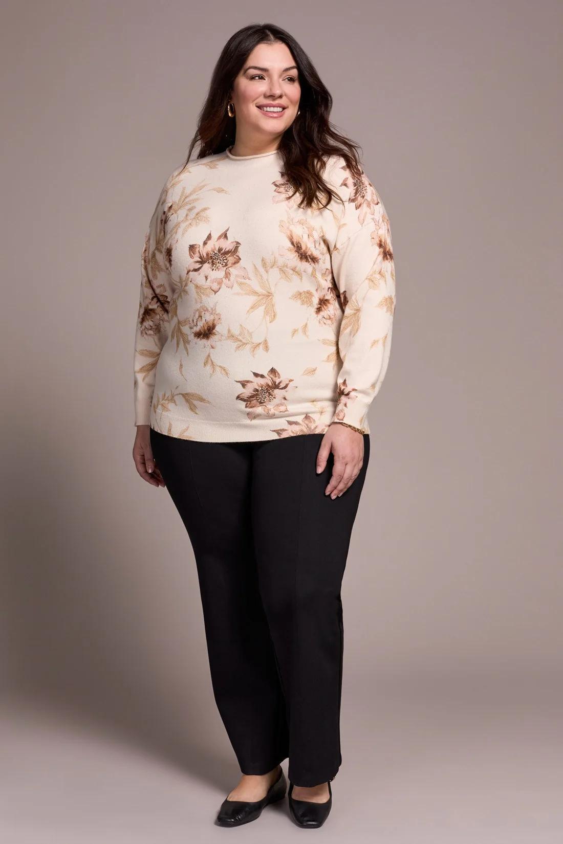 Printed Funnel Neck Sweater