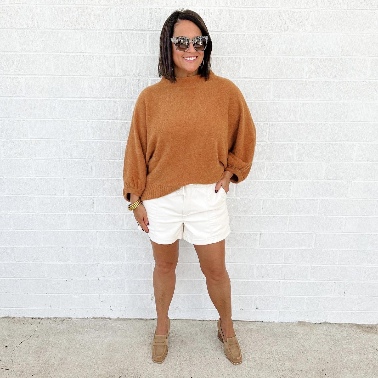 Sonny Cream Leather Shorts