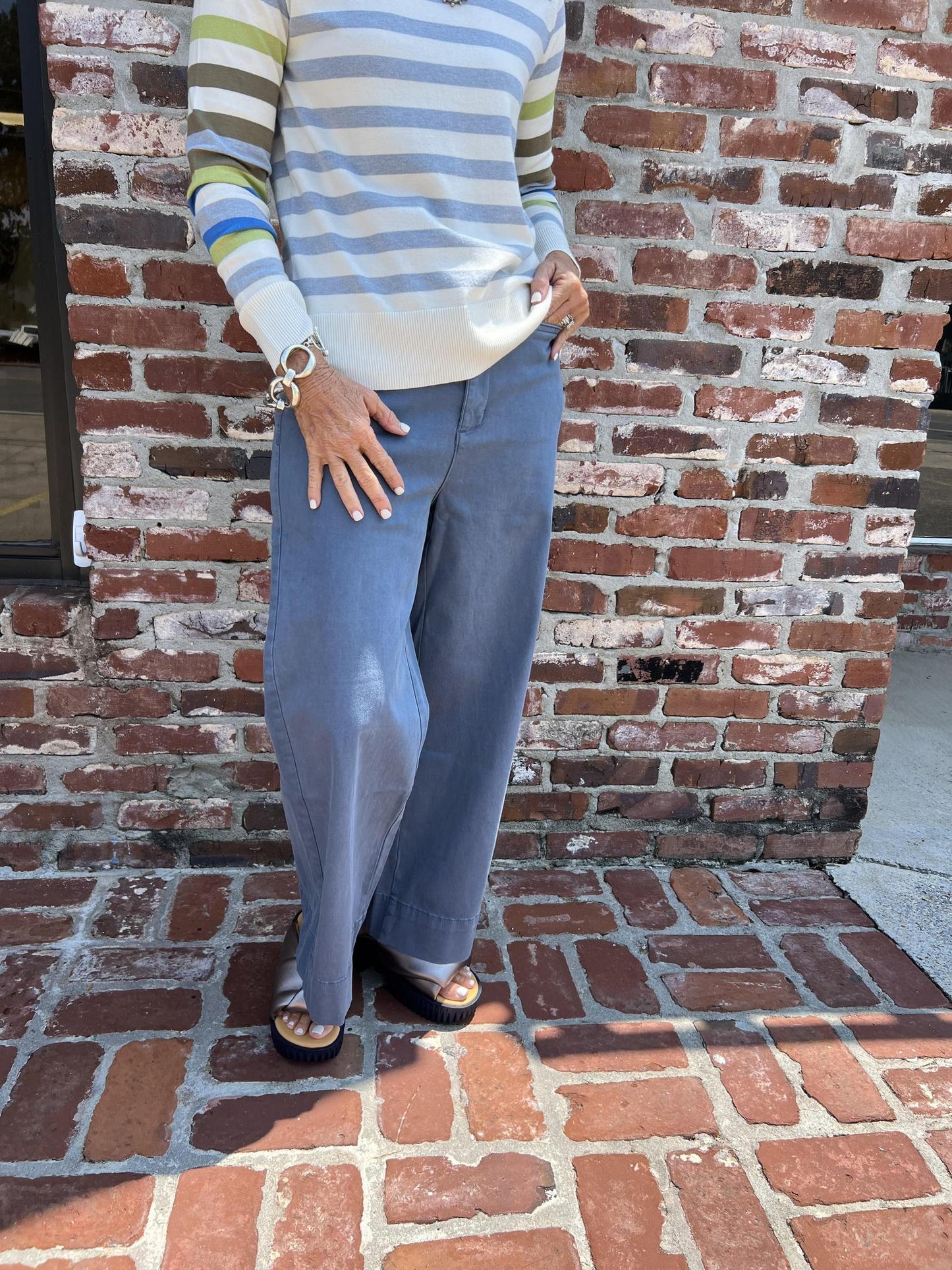High Rise Palazzo- Slate Blue