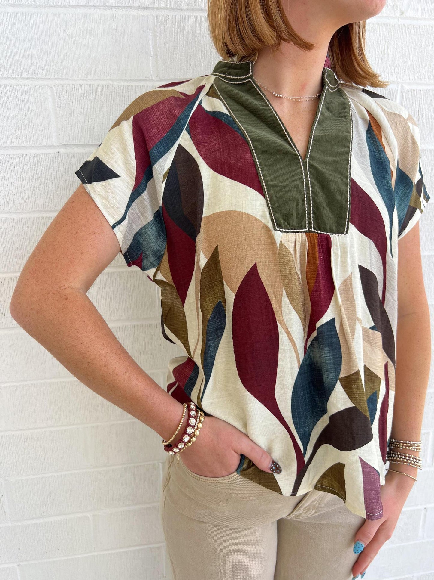 Leaf-Like Pattern Top