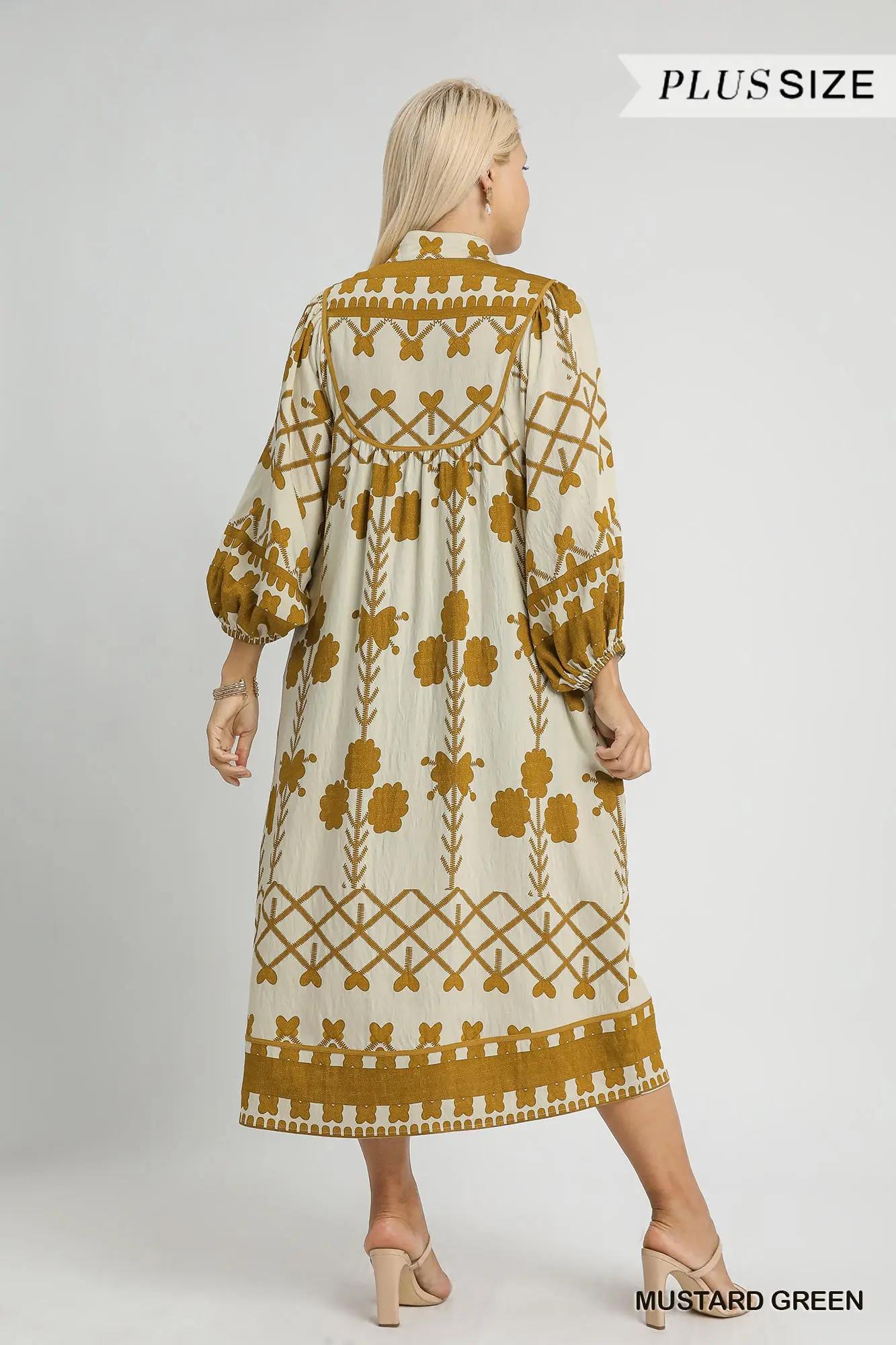 Mustard Collared Midi Dress
