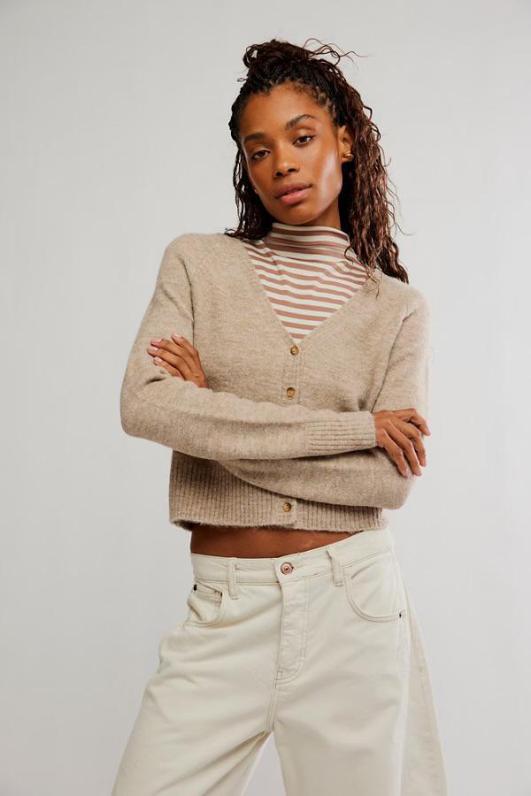 Free People School Girl Cardi- Feather Grey