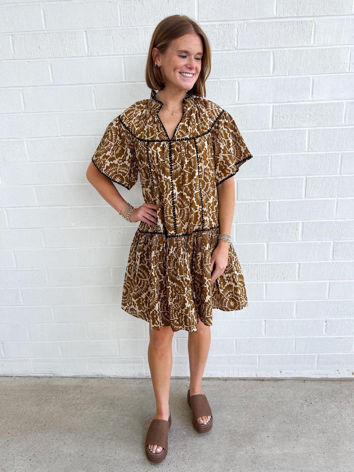 Uncle Frank Shell Stitched Trim Dress