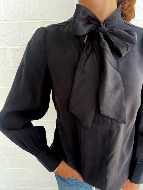 Tie Neck Top- Black