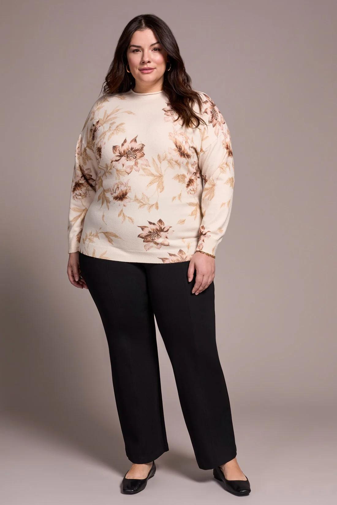 Printed Funnel Neck Sweater