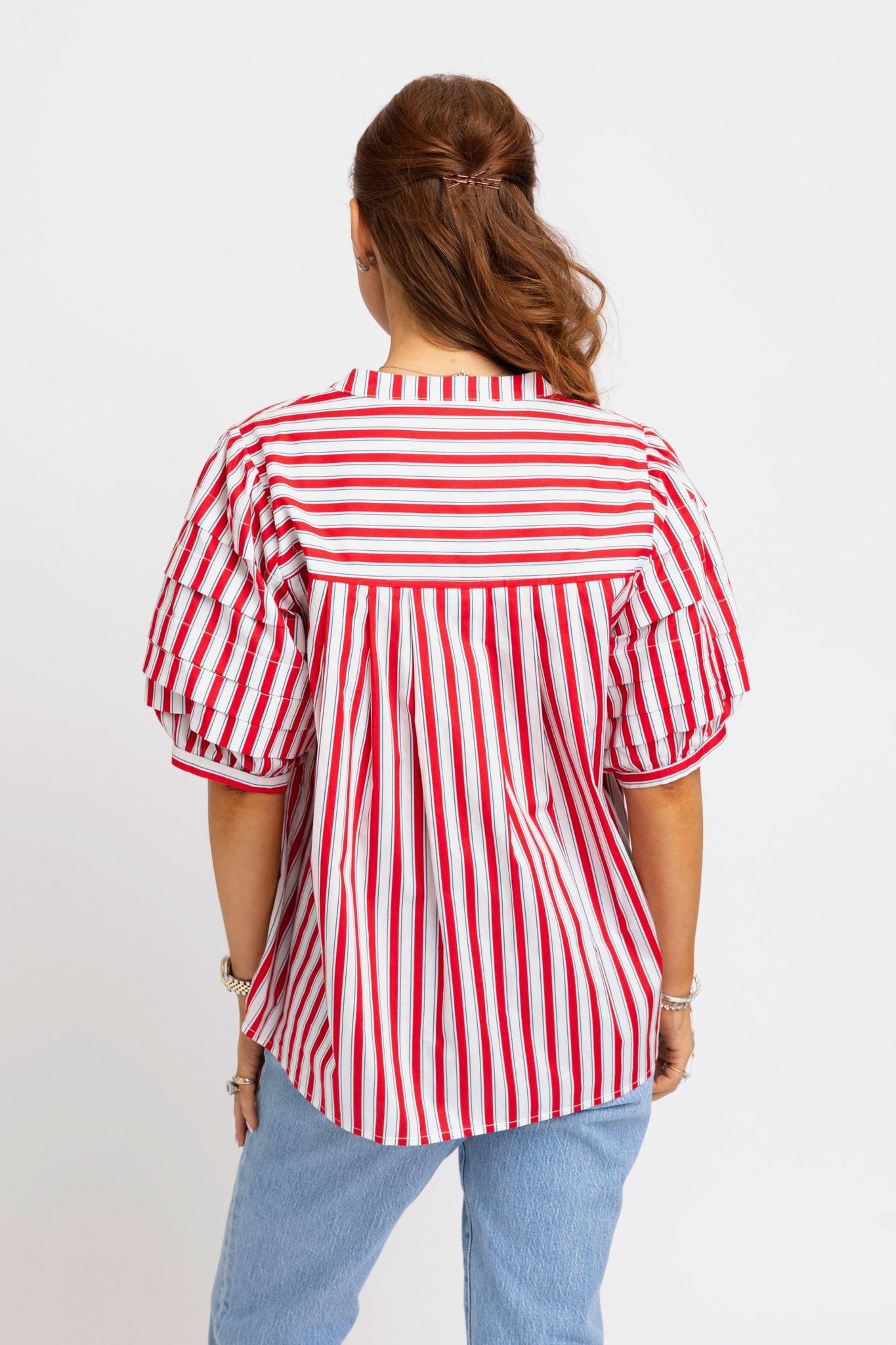 Stripe America Pleat Top