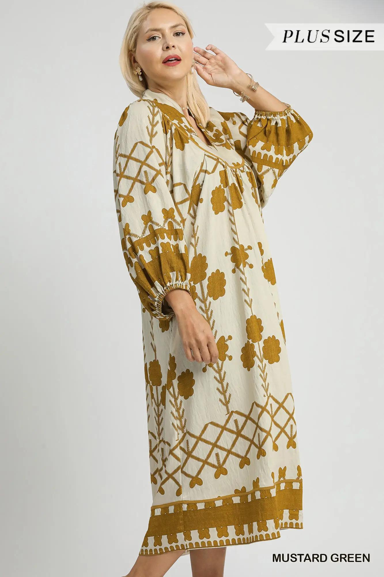 Mustard Collared Midi Dress