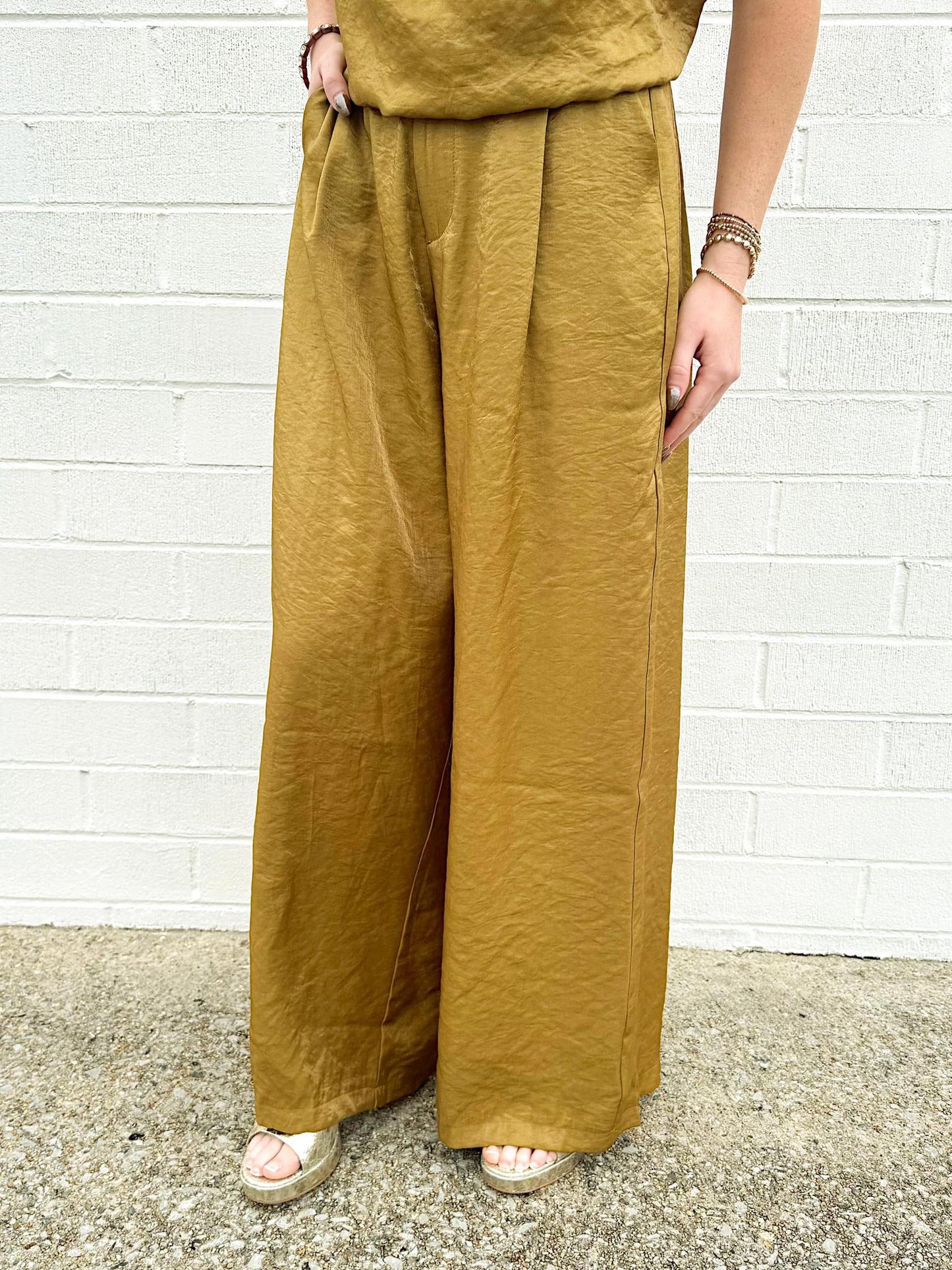 High Waist Wide Pant- Mustard