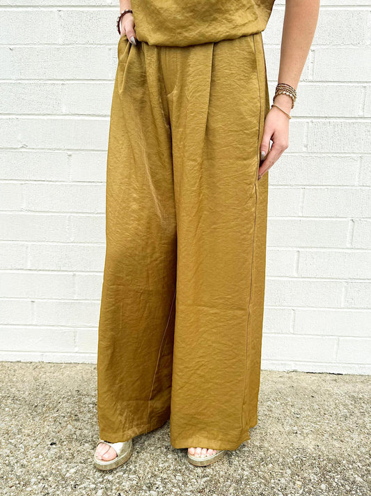 High Waist Wide Pant- Mustard