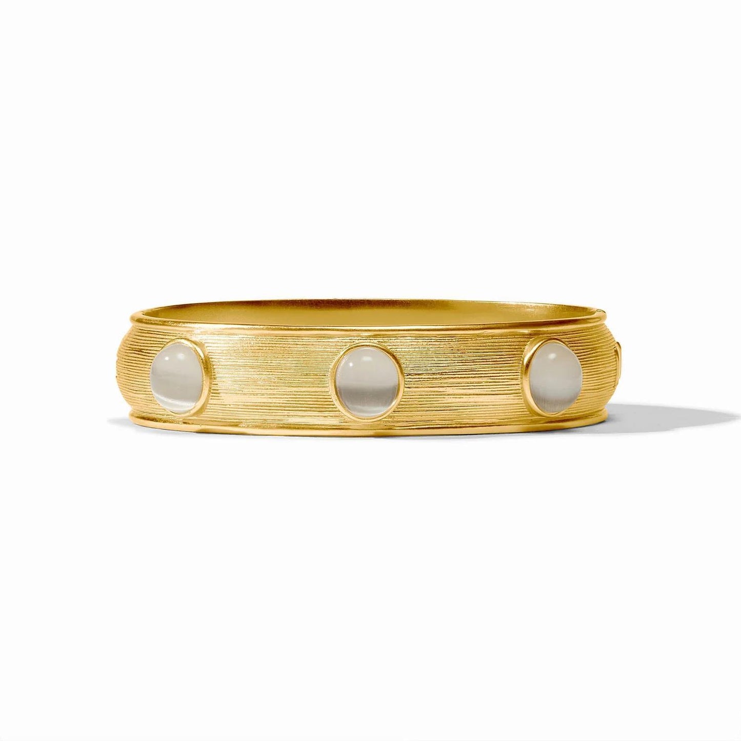 Cobblestone Hinge Bangle Ivory Cat Eye OS