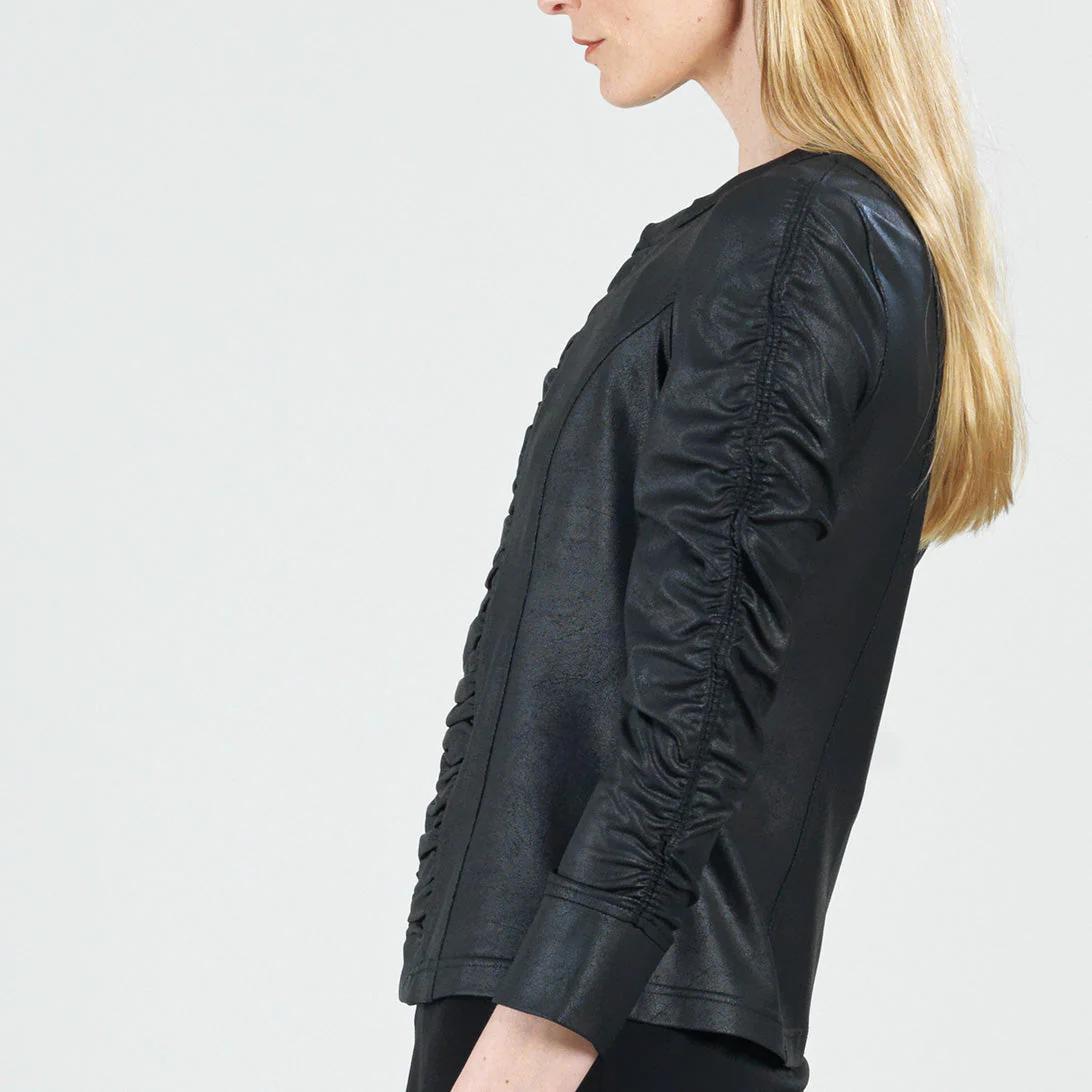 Liquid Leather Ruched Jacket