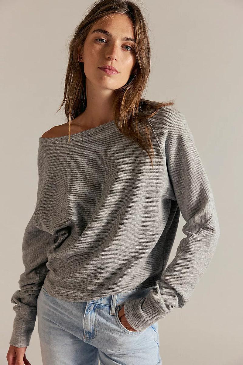 Free People Jess Longsleeve Tee- Grey