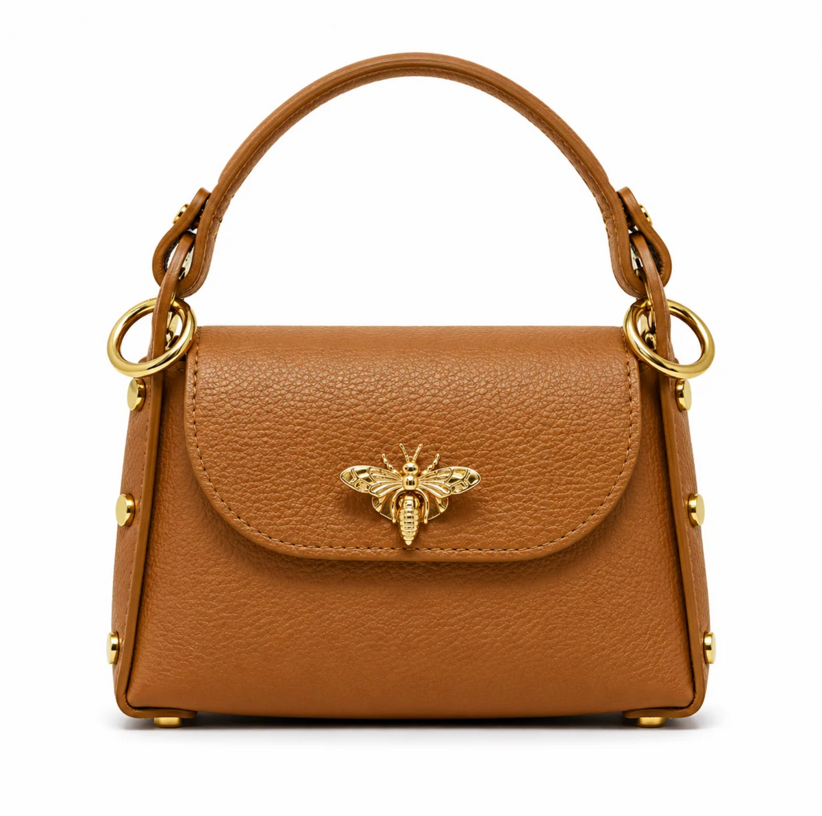 Leather Bumblebee Mini Bag-Camel