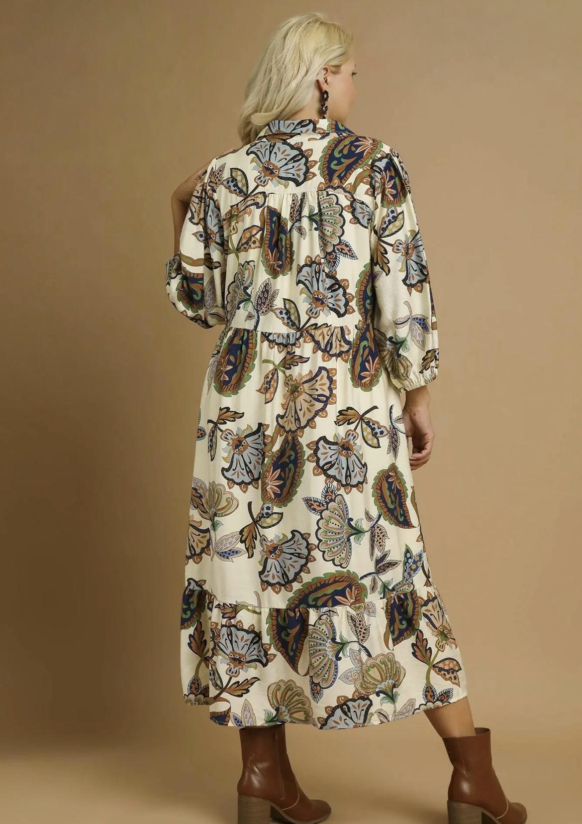 Paisley Tiered Midi Dress