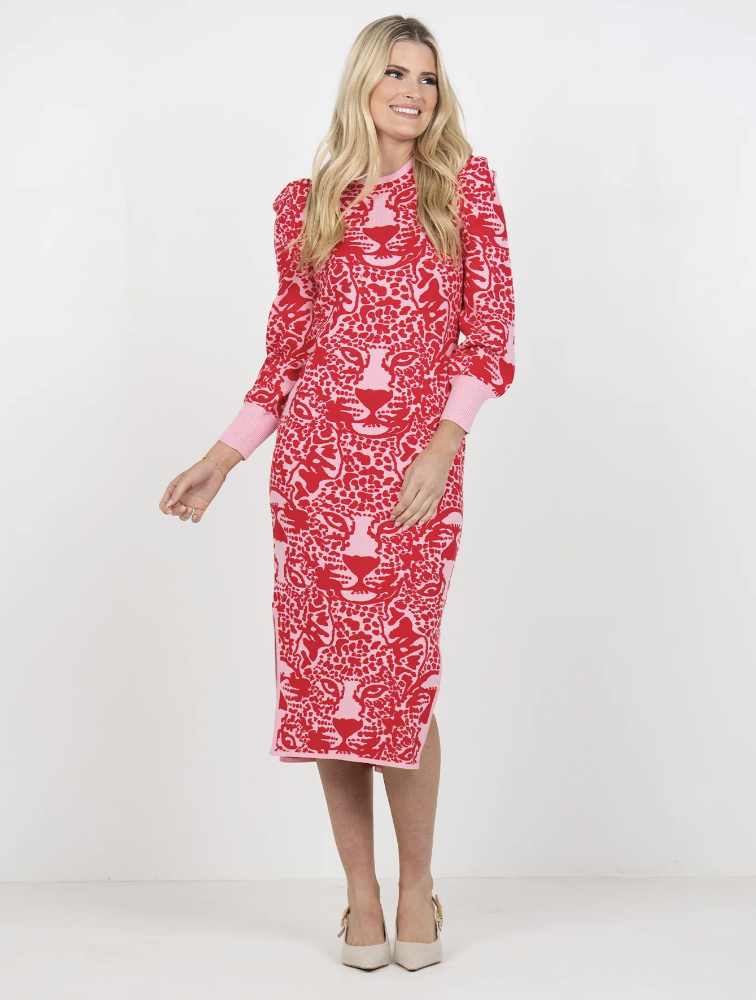 Lane Sweater Dress- Cheeky Cheetah