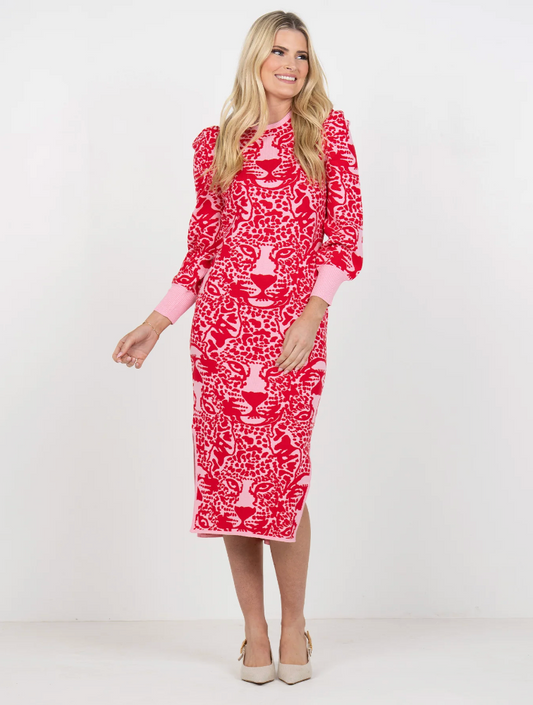 Lane Sweater Dress- Cheeky Cheetah
