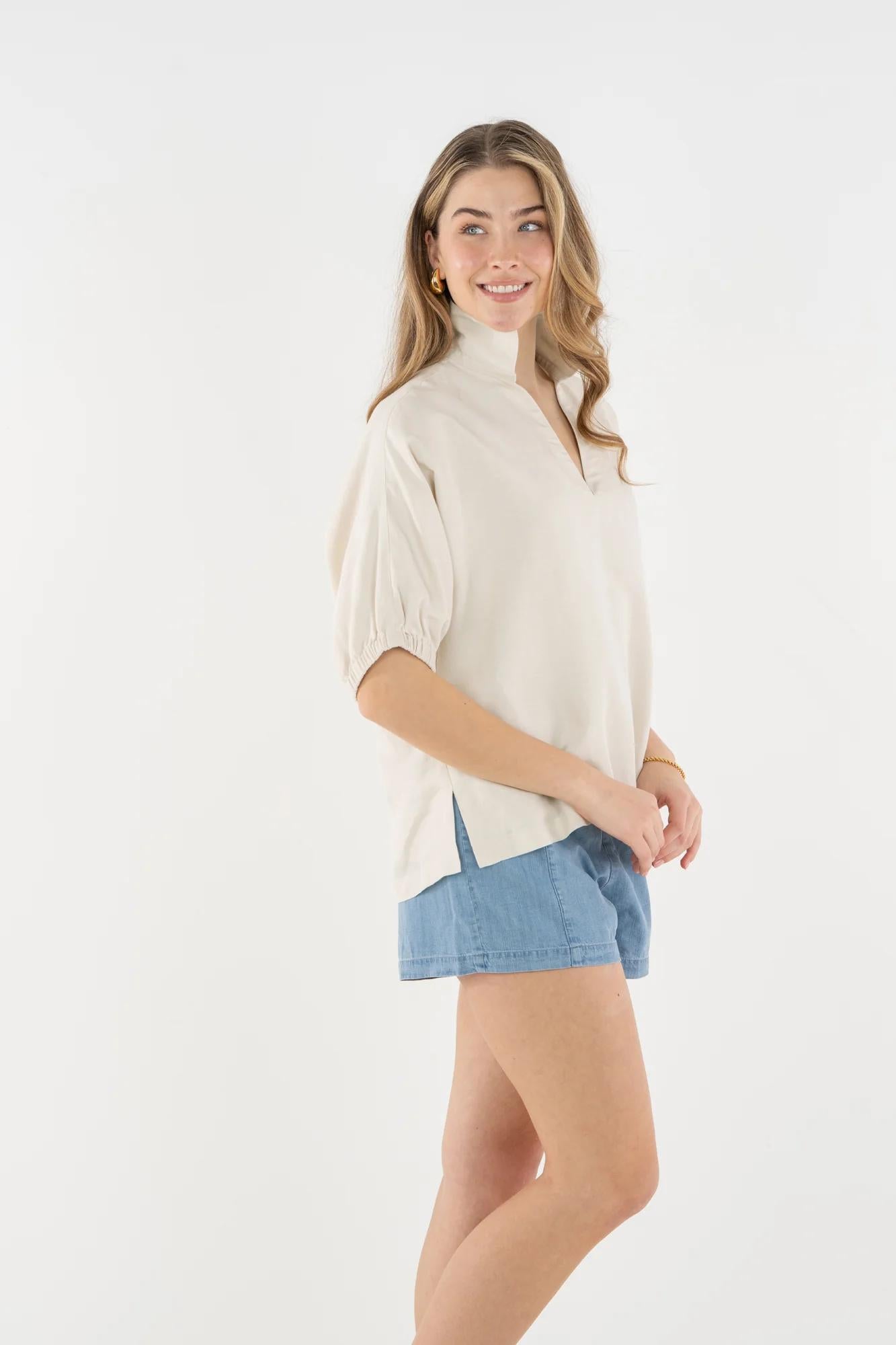 Emily McCarthy Poppy Top- Sandshell Linen