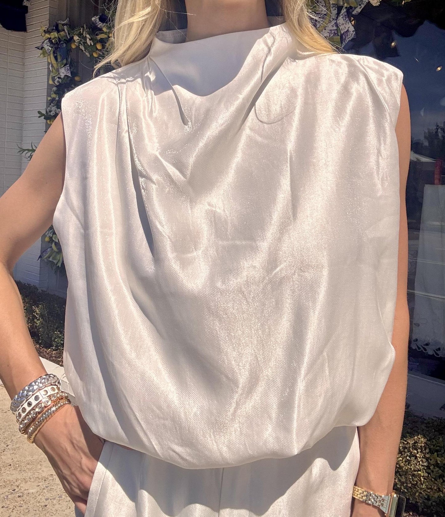 Mock Bubble Top-White