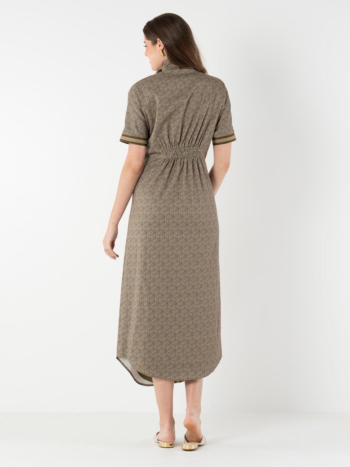 Emily McCarthy Georgia Dress- Green Tonal Monogram