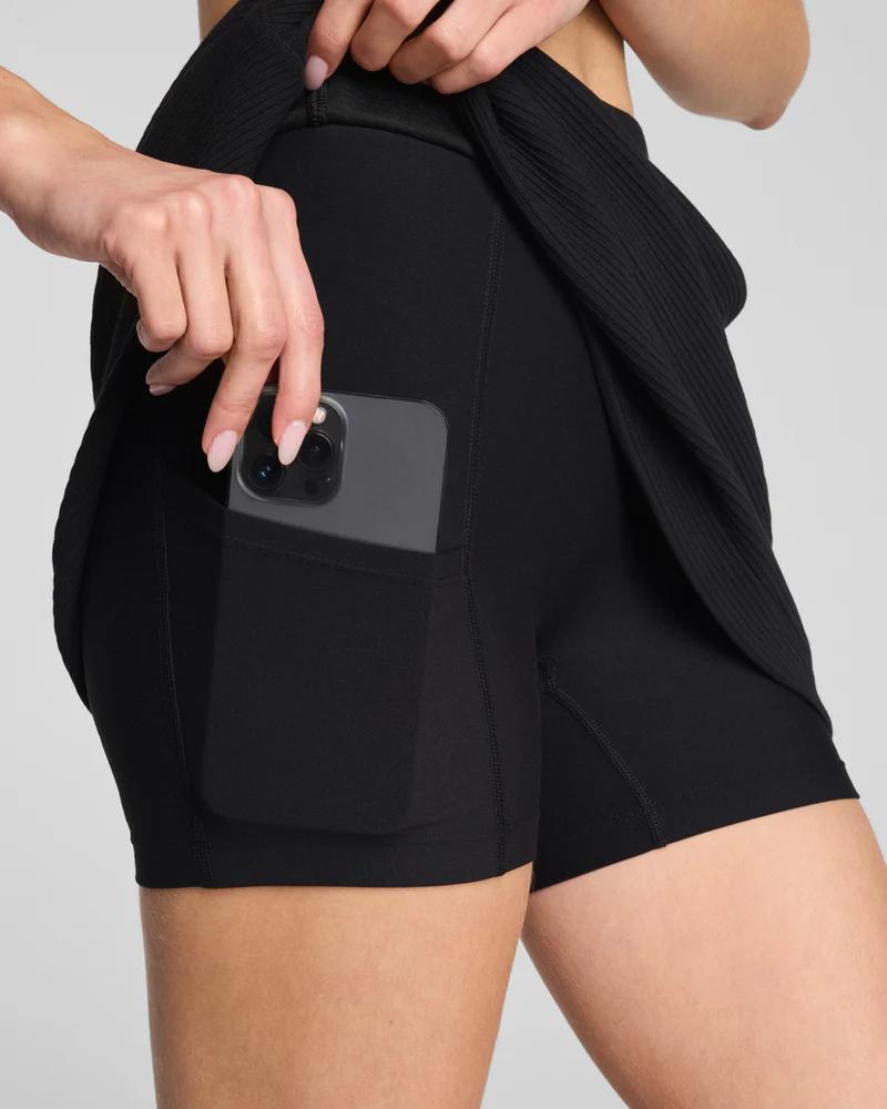 SPANX 15" French Rib Skort- Blk