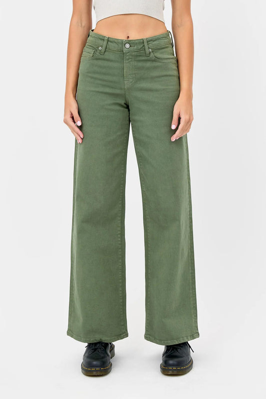 Hidden Nori Wide Leg Denim - Green