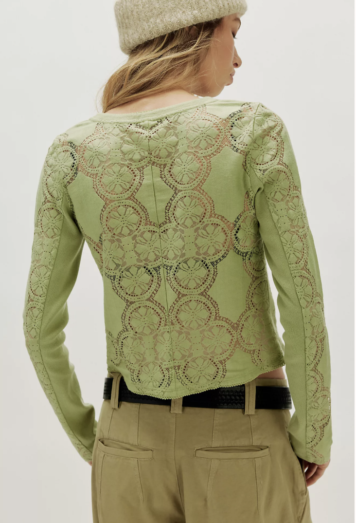 Free People Jae Knit Top- Fresh Green