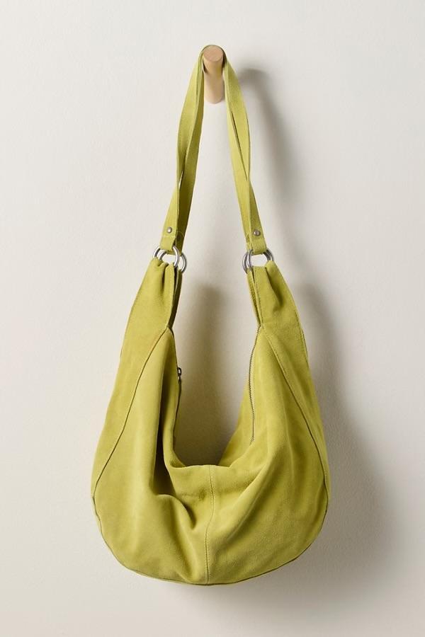 Free People Roma Suede Tote- Apple Green