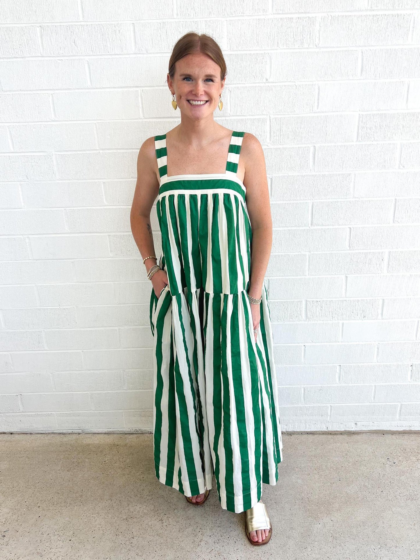 Striped Ribbon Midi Dress