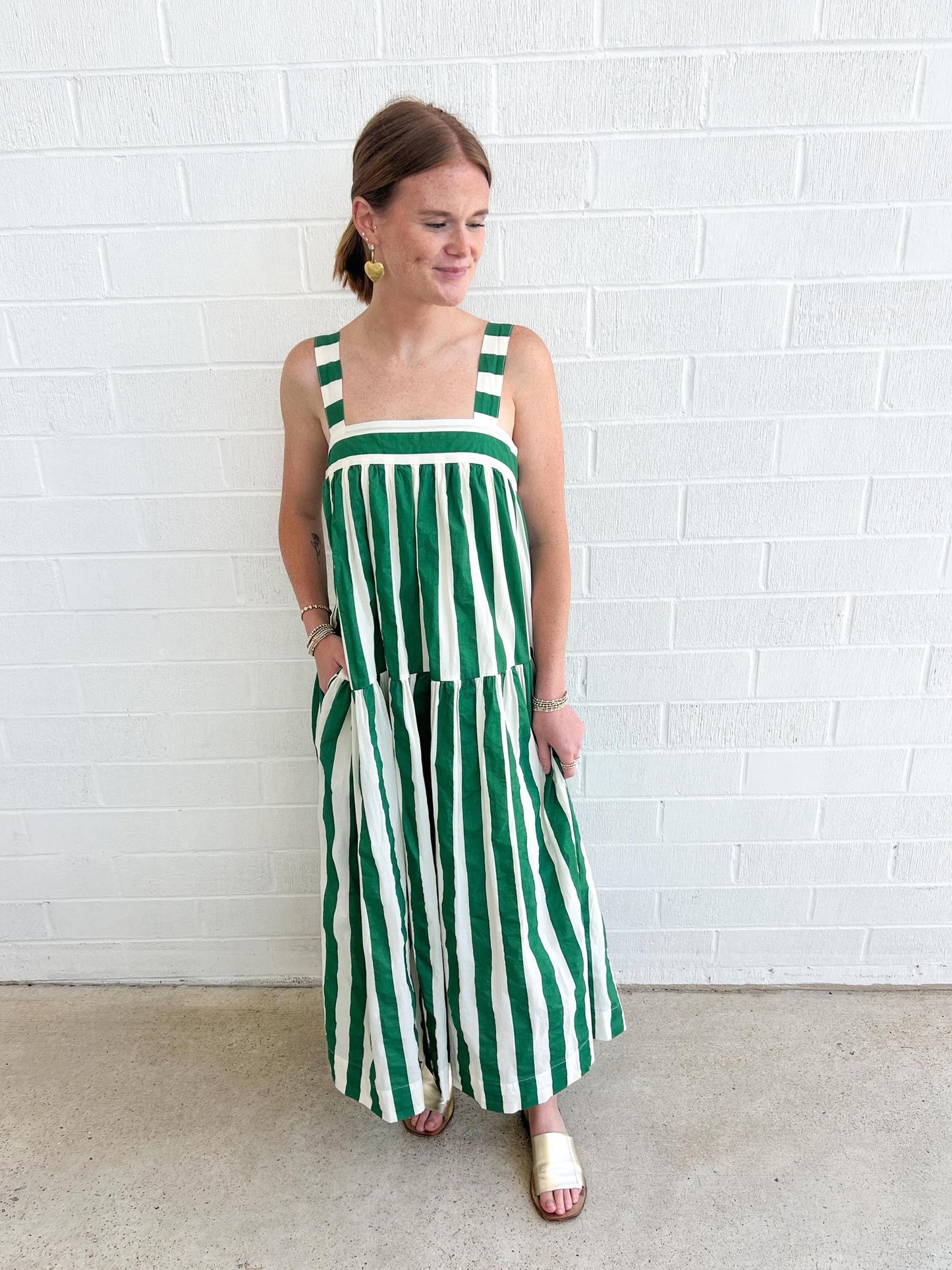 Striped Ribbon Midi Dress
