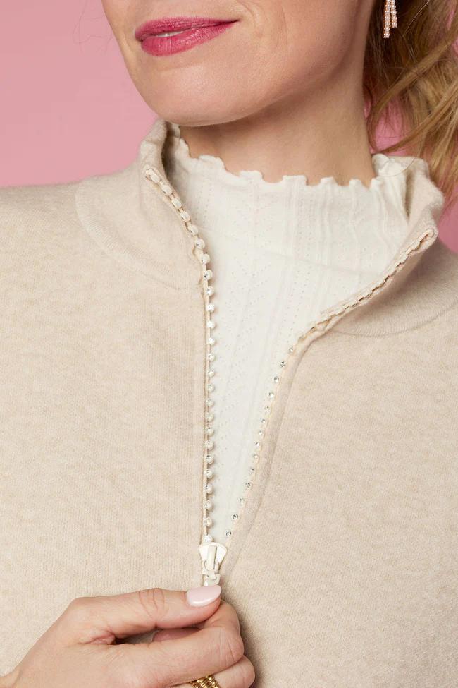 Rhinestone Zip Cardi