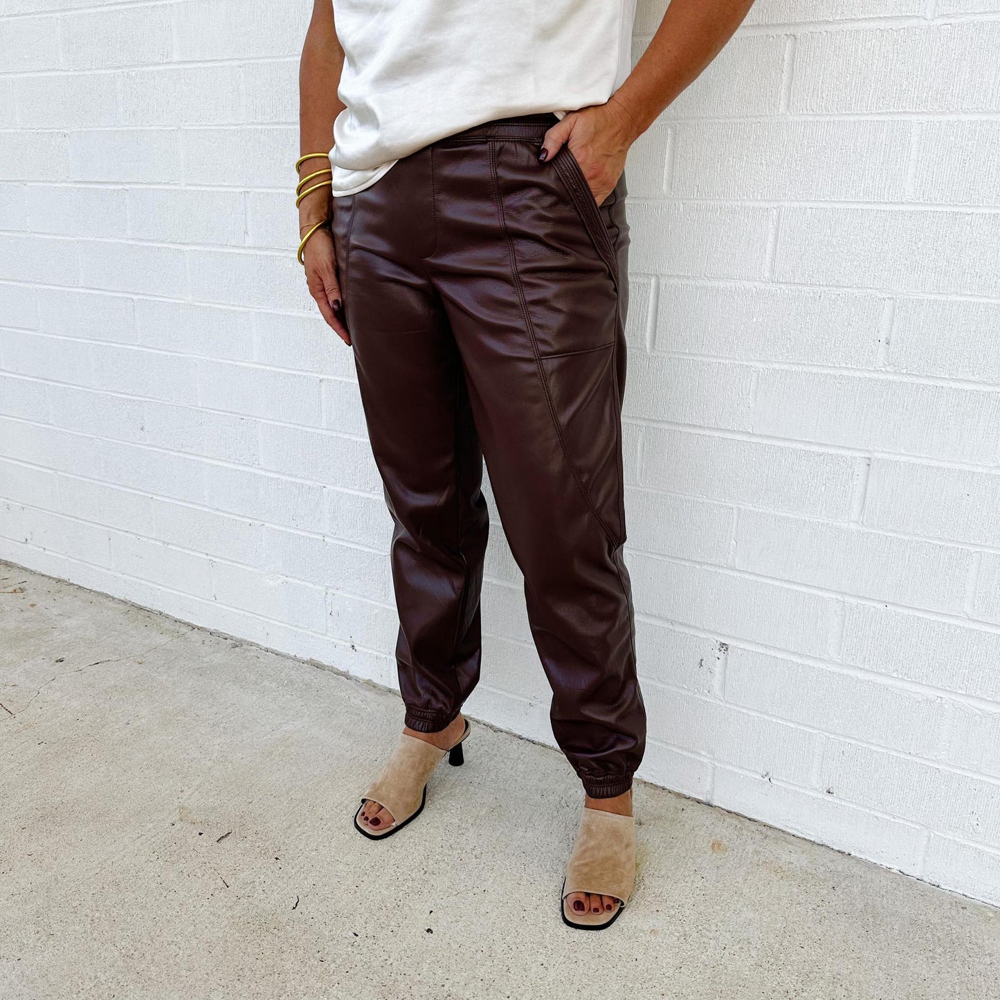 Kaja Chocolate Leather Joggers