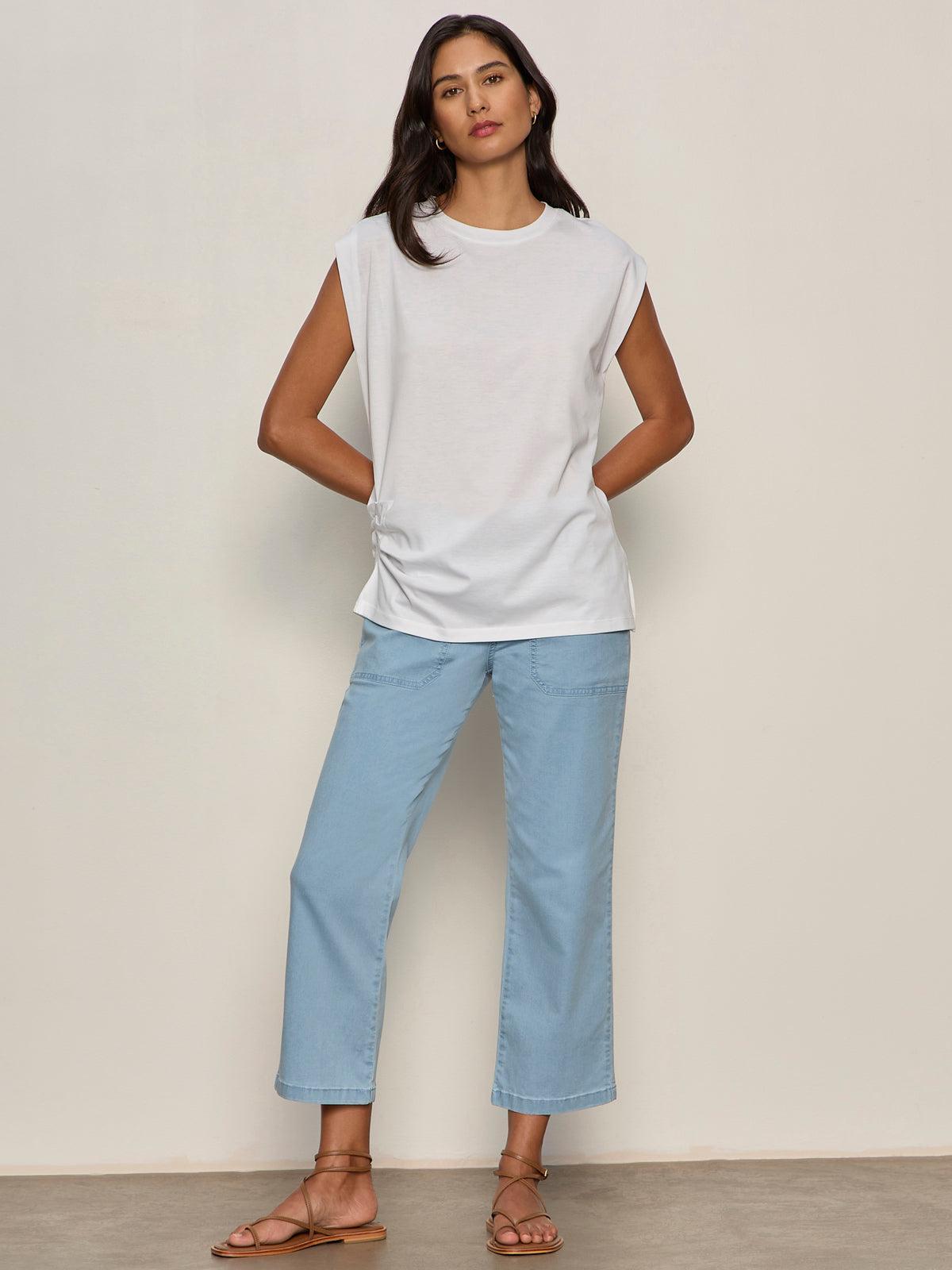 Pleated Muscle Tee- White