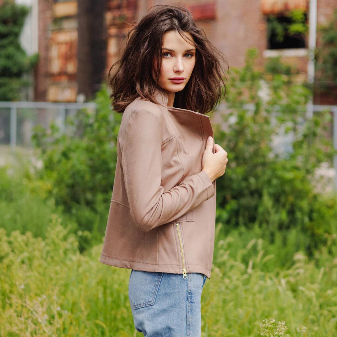 Liquid Leather Jacket- Taupe