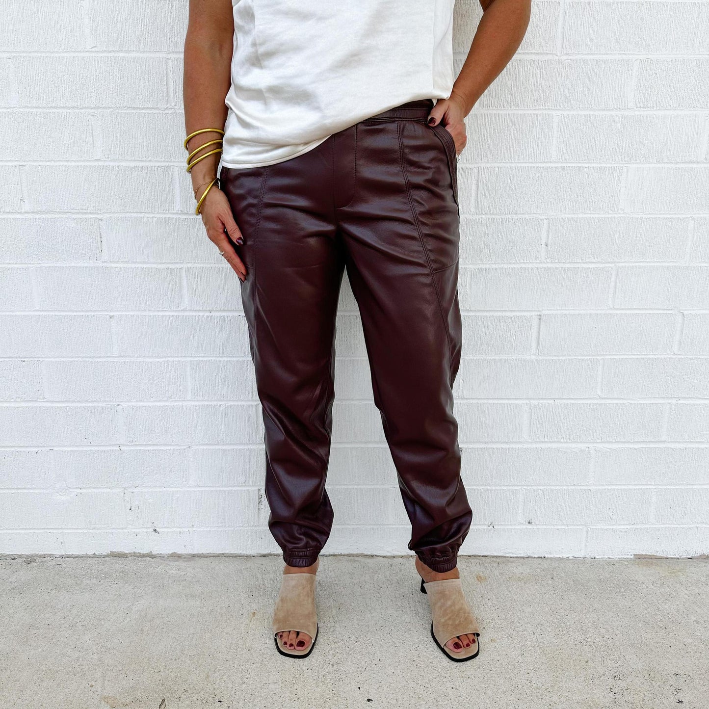 Kaja Chocolate Leather Joggers