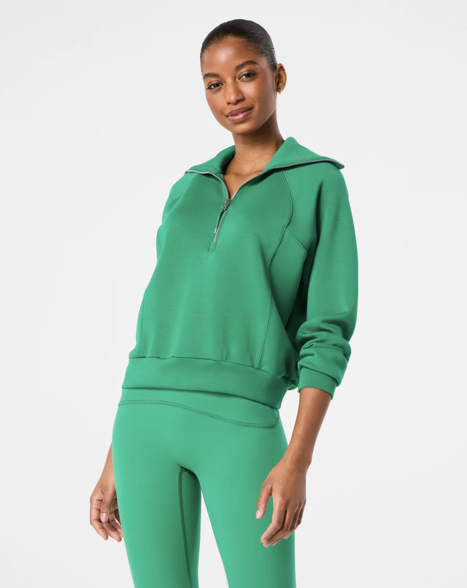 SPANX AirEssentials Half Zip- Field Green