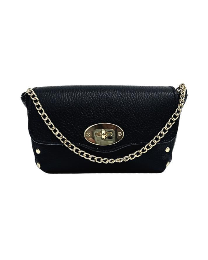 Leather Stud Handbag- Black