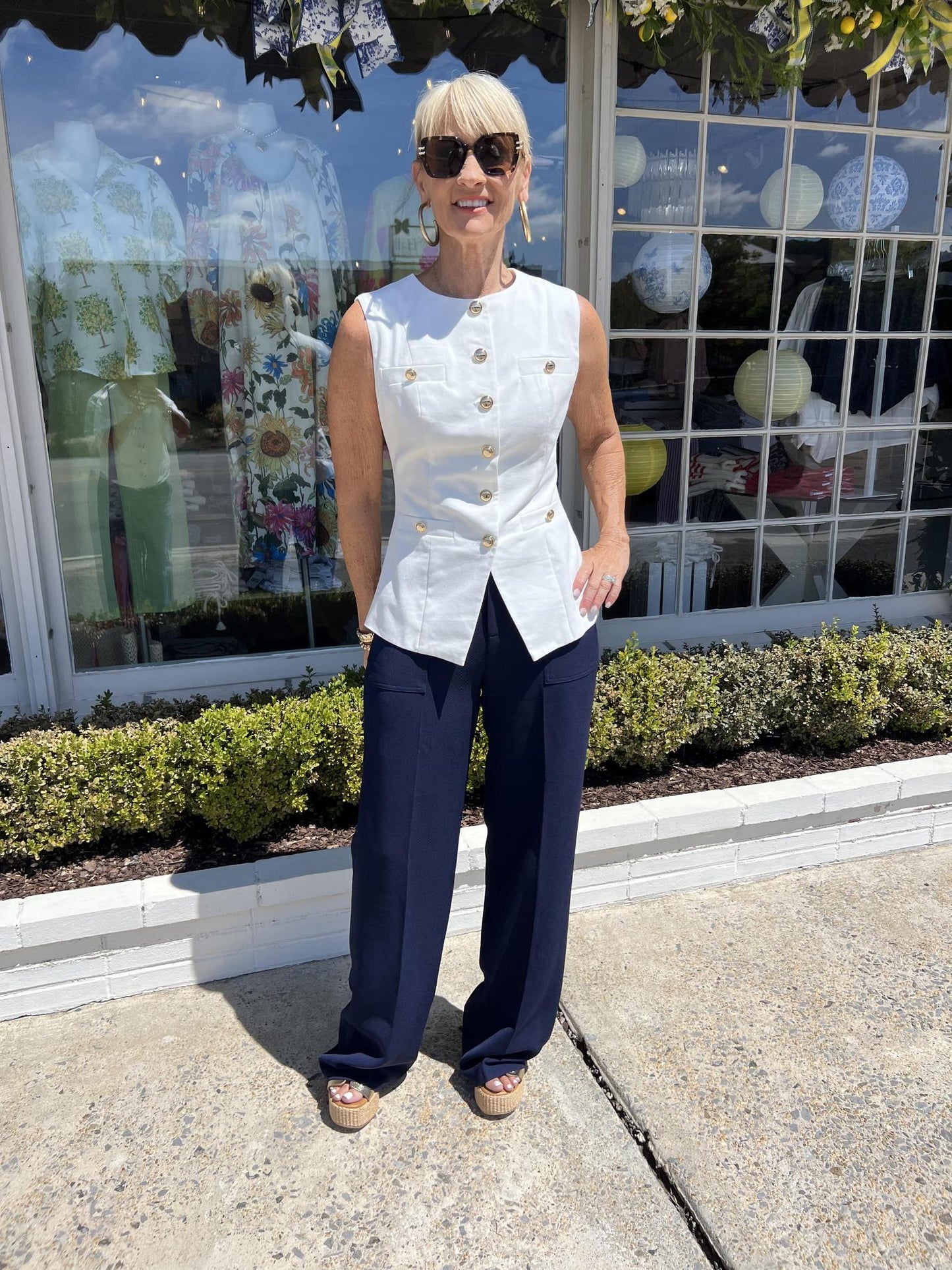 Diana Wide Leg Pant-Navy