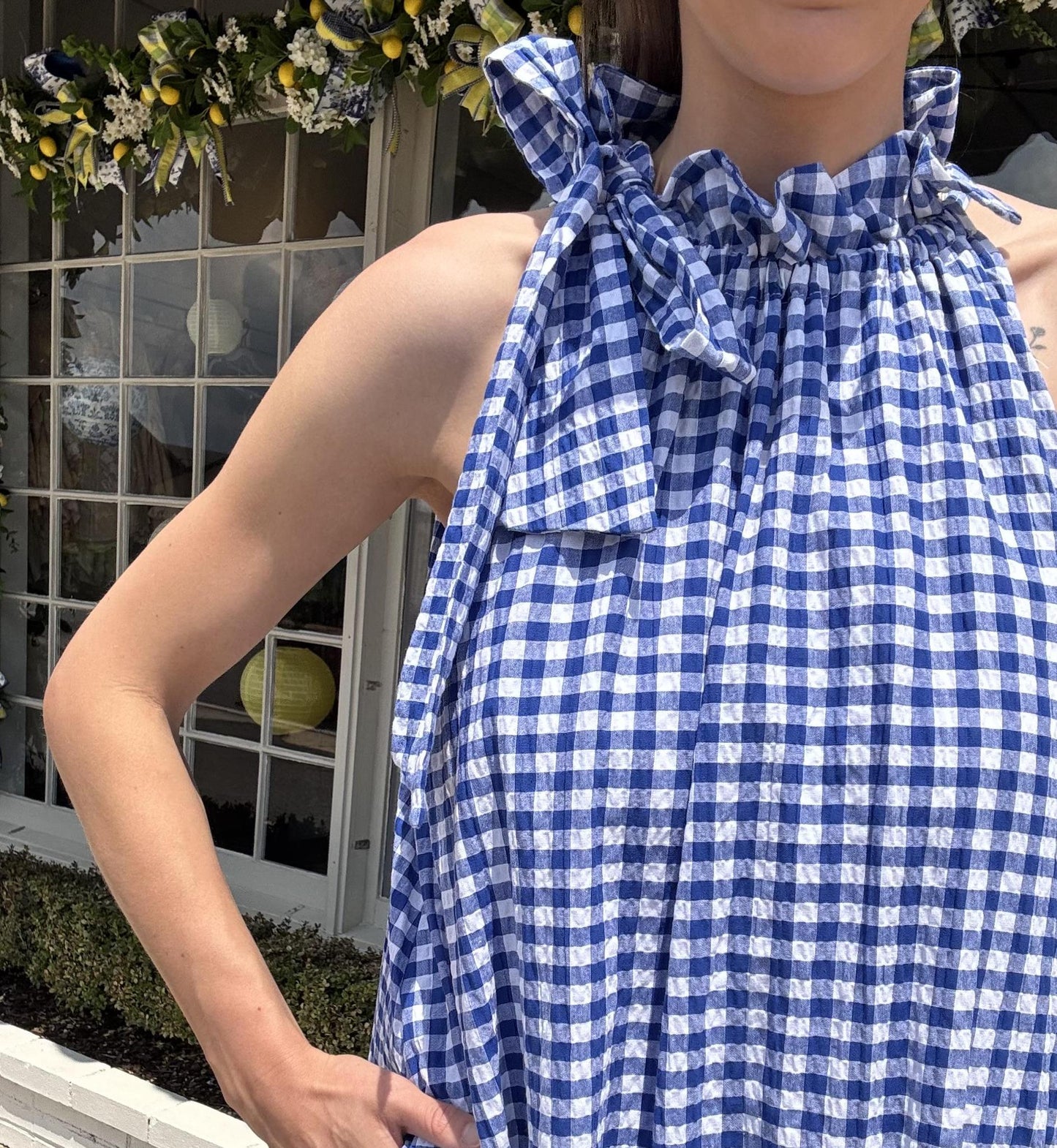 Royal Blue Gingham Maxi Dress