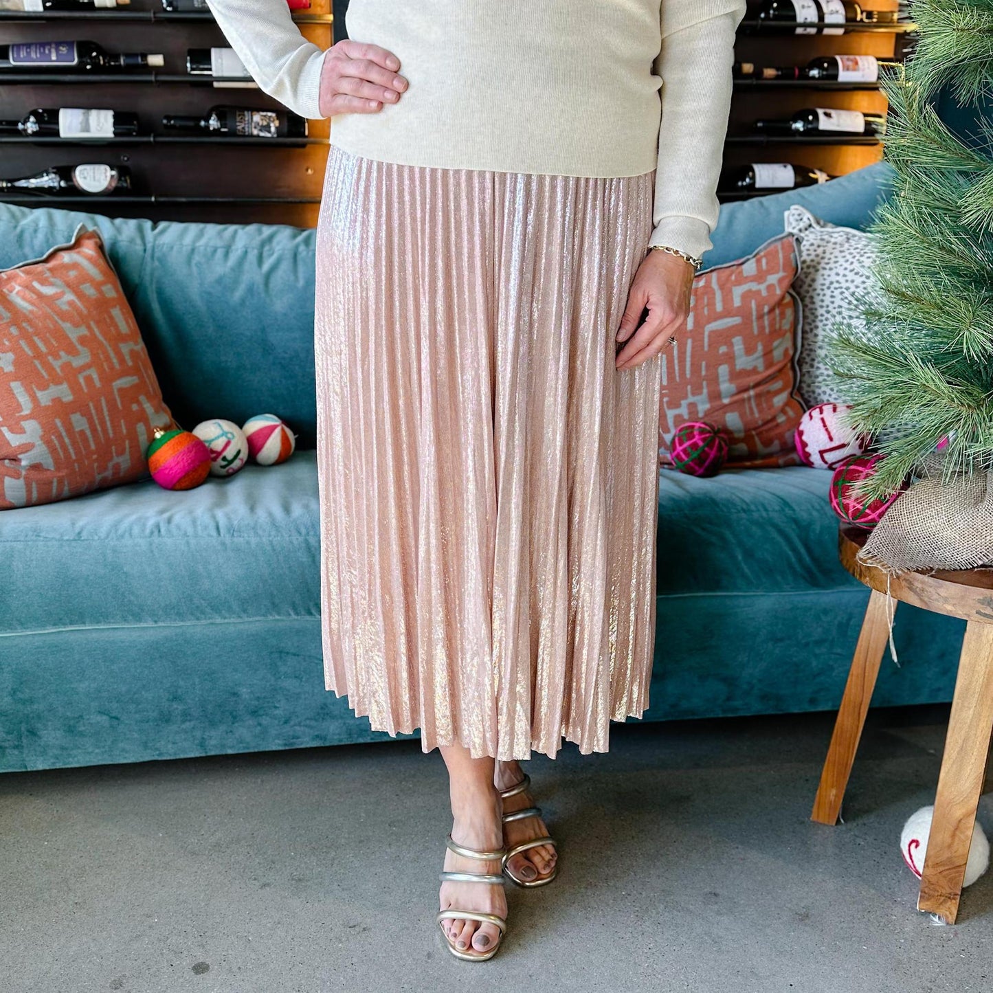 Foil Pleated Skirt