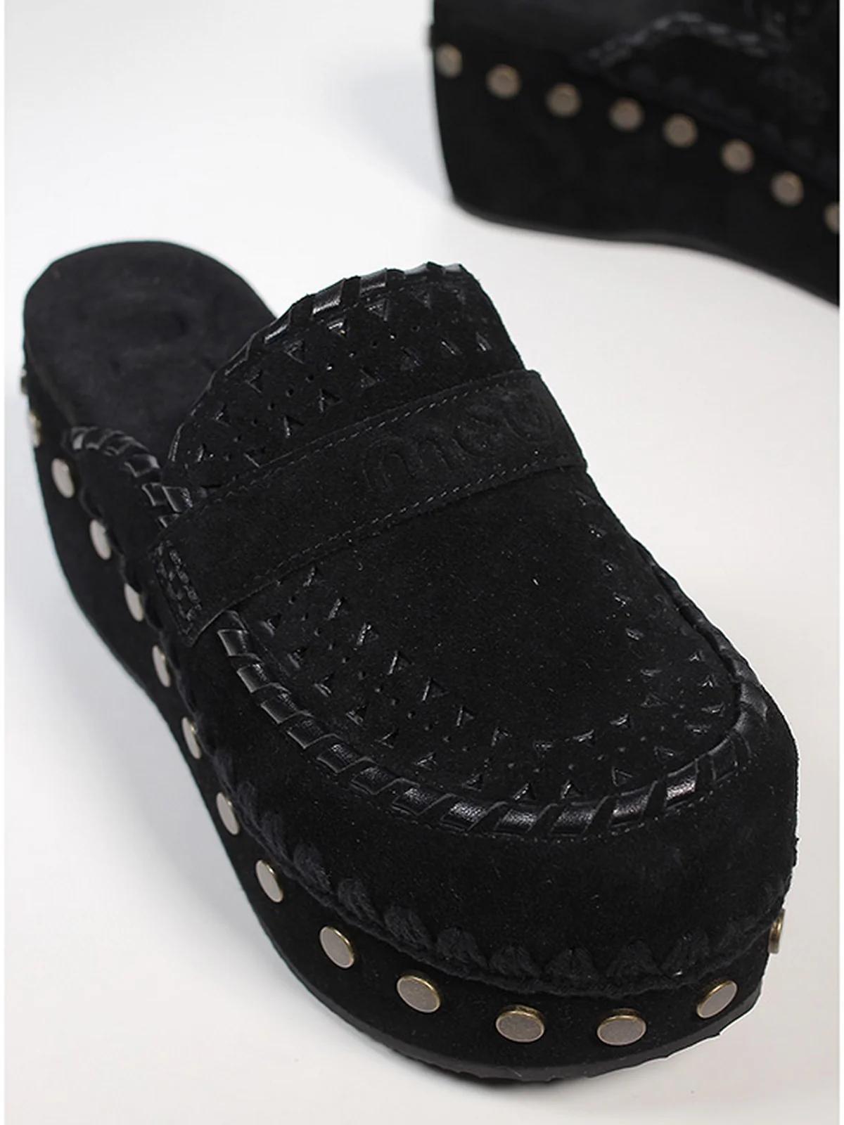 Mou Clog Overstitching- Black