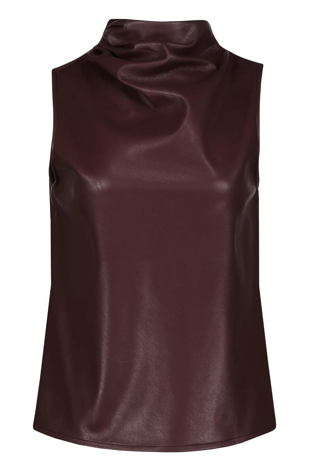 Bishop + Young Claude Leather Top-Crimson