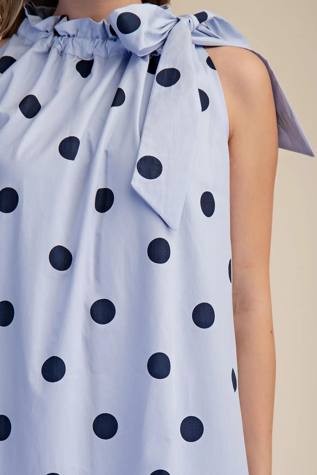 Polka Dot Ruffle Tie Midi Dress