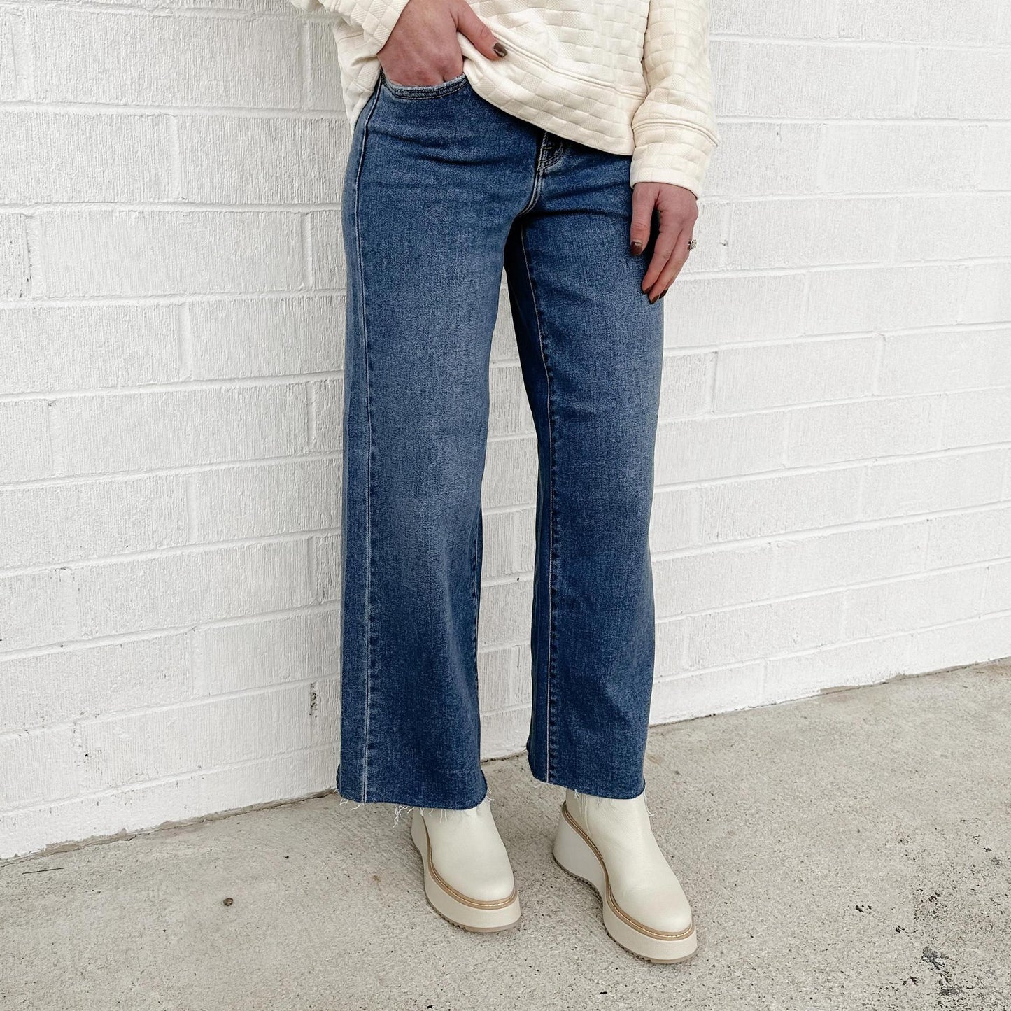 Nori Wide Leg Crop Denim
